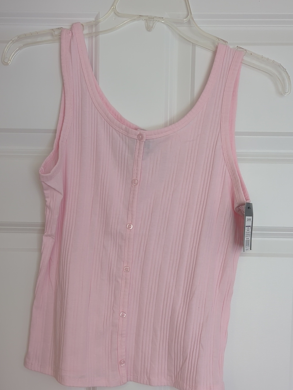 art class Light Pink Ribbed Button-Back Tank Top